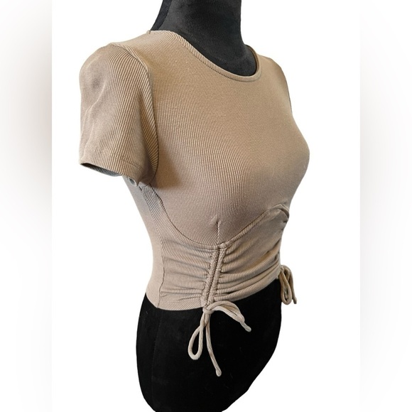 Princess Polly Stormi Crop Top Khaki Green Size 4 Cinch Bottom Wired - Picture 5 of 10